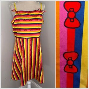 Hello Kitty x Modcloth fit & flare striped spaghetti strap dress size Large